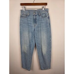 AYR The Knockout Barrel Leg Jeans Distressed Light Wash Women's Size 26